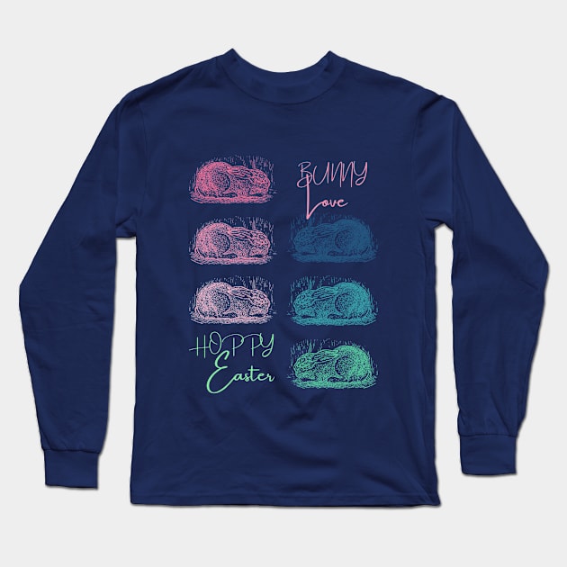 Bunny Love Hoppy Easter Long Sleeve T-Shirt by Clue Sky